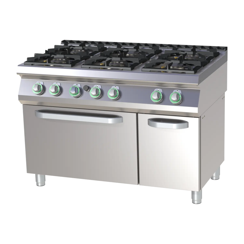 Cuisinière à gaz 6 feux vifs 4 x 8 5 2 x 4kW sur four électrique