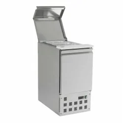 Saladette réfrigérée inox - 1 porte + couvercle télescopique - 1 bac GN 1/1