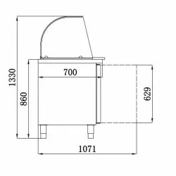 Saladette réfrigérée positive avec pare-haleine - 2 portes - 2 x GN 1/1