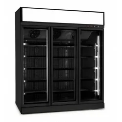 Armoire réfrigérée full black positive 0/+10°C - 3 portes vitrées battantes - 1530 litres