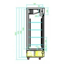 Réfrigérateur positif 1 porte en verre - 460 litres - +2/+8°C