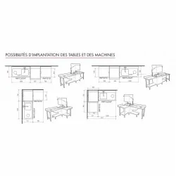 Table avec bac pour machines à capot panier 500 x 500 ou 600 x 500 - PAP712GVF