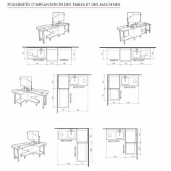 Table avec bac pour machines à capot panier 500 x 500 ou 600 x 500 - PAP712GVF