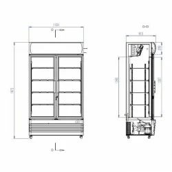 Armoire réfrigérée positive +1/+10°C - 3 portes vitrées battantes - 1065 litres