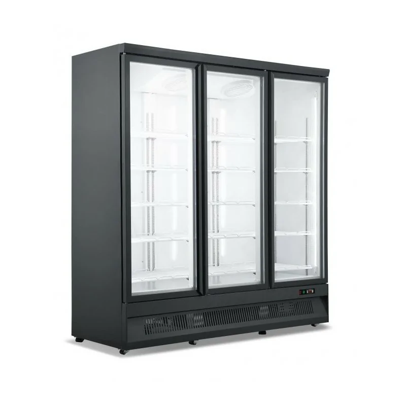 Armoire réfrigérée full black positive 0/+10°C - 3 portes vitrées battantes - 1530 litres