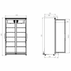 Armoire réfrigérée black positive 0/+10°C - 2 portes vitrées battantes - 1000 litres