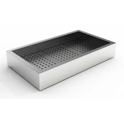 Bac à glace pilée inox poissonnerie - 2/1 GN - 722 x 590 x 170 mm