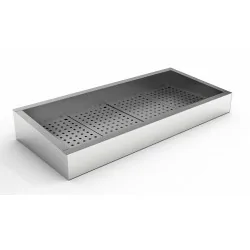 Bac à glace pilée inox poissonnerie - 4/1 GN - 1362 x 590 x 170 mm