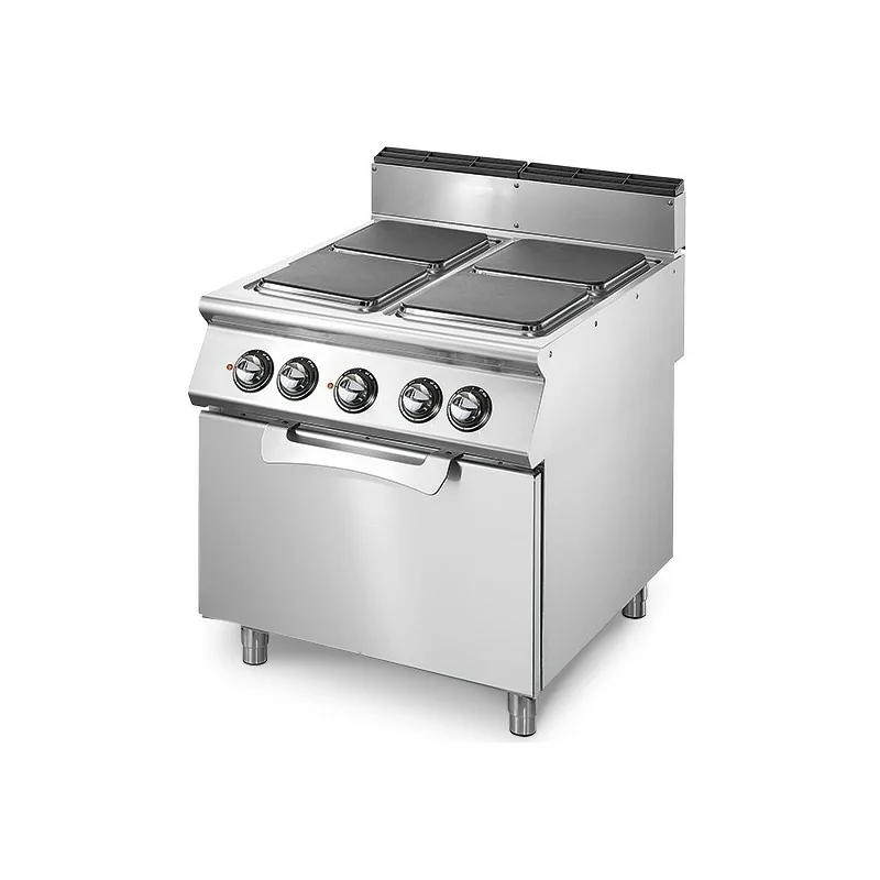 Cuisinière électrique sur four électrique statique GN 2/1, 4 plaques carrées en fonte