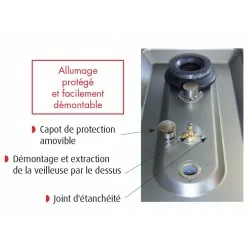 Fourneau - 4 feux vifs gaz + 1/2 plaque coup de feu sur four gaz et placard neutre - Gamme 900 - Baron