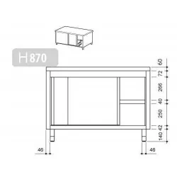 Meuble bas inox traversant neutre - 1000 x 600 x 850 mm