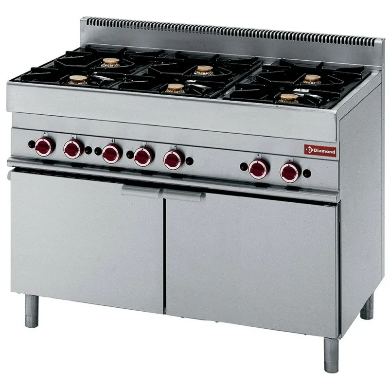 Cuisinière à gaz - 6 brûleurs 6 x 3,6 kW et 6 x de 5 kW sur four à gaz 5 kW - Gamme 650