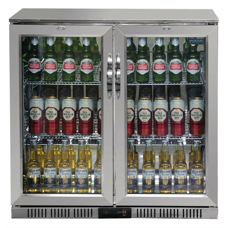 Arrière-bar inox 3 portes pleines Polar Série G - Capacité: 330 litres