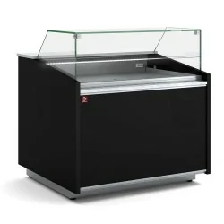 Comptoir vitrine ventilé, vitre basse, avec réserve - NOIR - 1035 x 1000 x 1085 mm