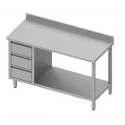 Table inox adossé + 3...