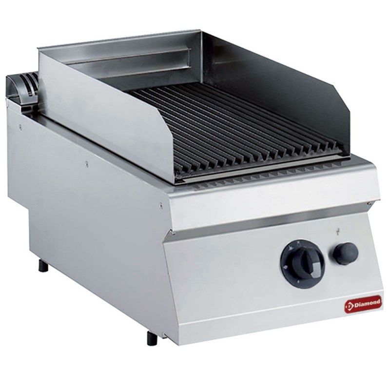 Grill pierre de lave gaz grille en fonte 1/2 a poser