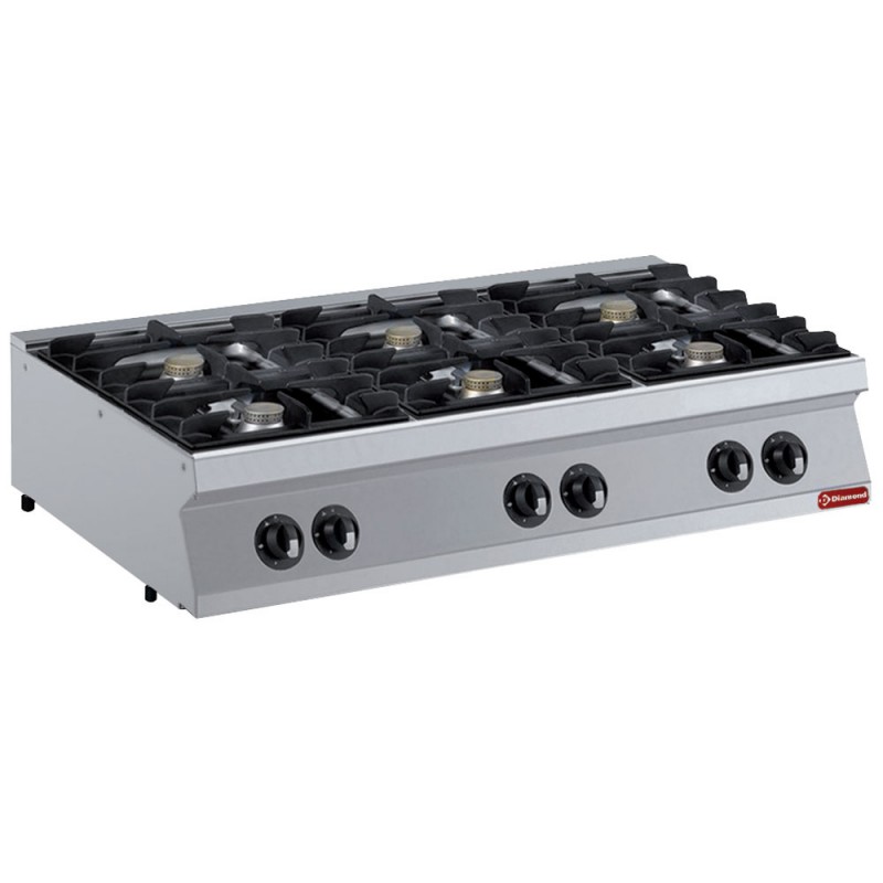 Cuisinière 6 feux gaz, bruleurs 6 x 5,5 kW à poser