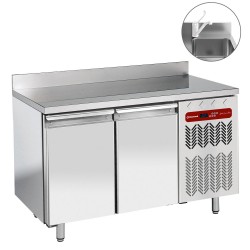 Table de travail refrigeree timbre positive ventilée 2 portes GN 1/1 avec évier 260 L avec dosseret