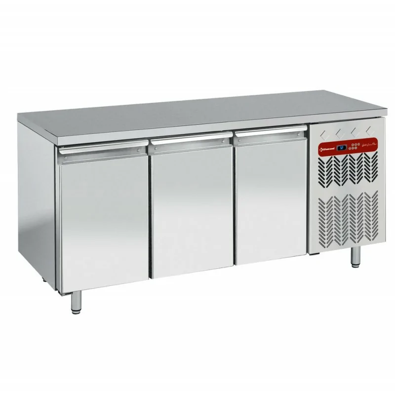 Table de travail refrigeree timbre positive ventilée 3 portes GN 1/1 405 L