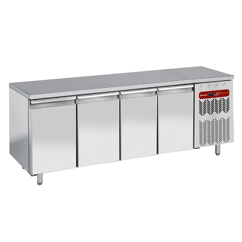 Table de travail refrigeree timbre négative ventilée 4 portes GN 1/1 550 L