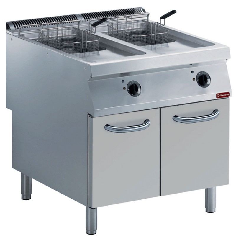 Friteuse professionnelle electrique 2 cuves y 15 litres sur meuble