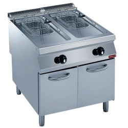 Friteuse professionnelle au gaz 2 cuves y 15 litres sur meuble - 800x900xh850/920 mm