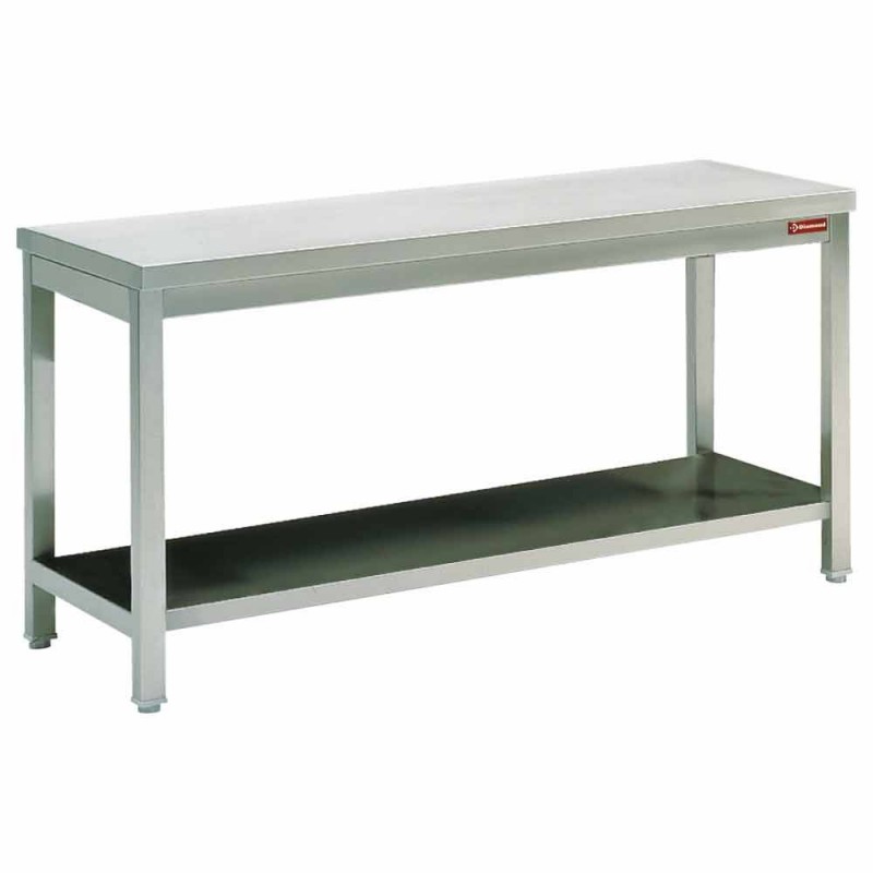 Table de travail inox avec étagère profondeur 700 mm gamme standard line 1000x700xh880/900