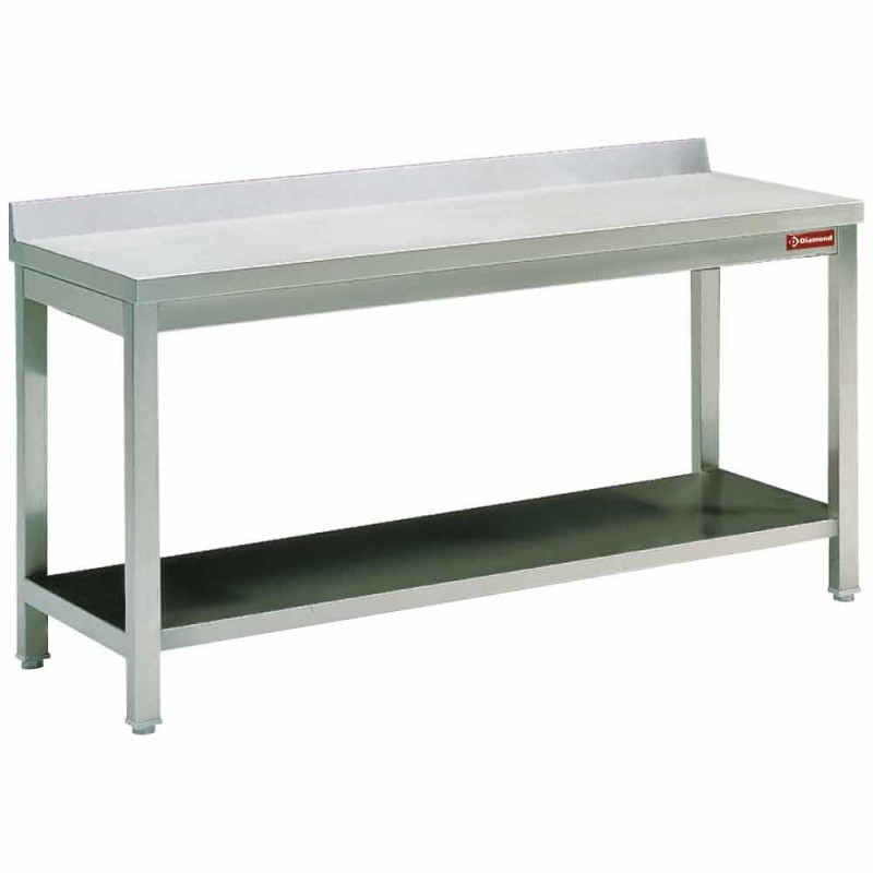 Table de travail inox murale avec étagère profondeur 700 mm gamme démontable line 700x700xh880/900(+85)