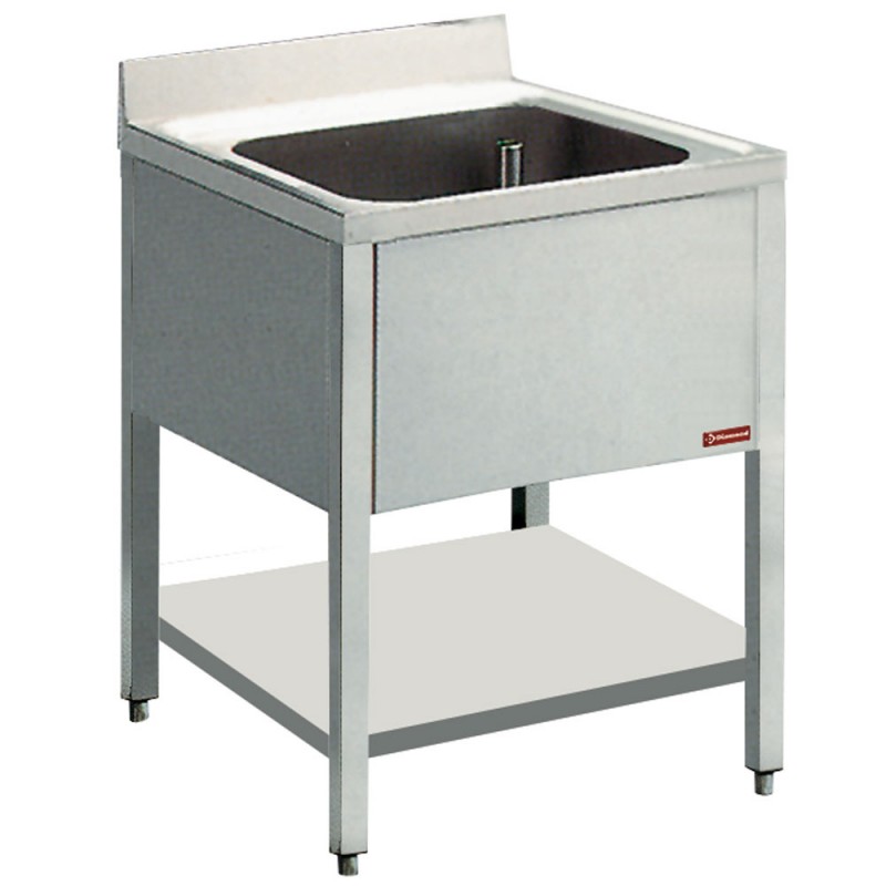 Plonge inox 1 cuve 400x400xh275 + piétement avec ti profondeur 600 mm gamme standard line 600x600xh880/900