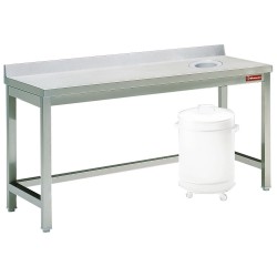 Table de débarrassage avec vide ordure + dosseret profondeur 700 mm gamme standard line 1400x700xh880/900