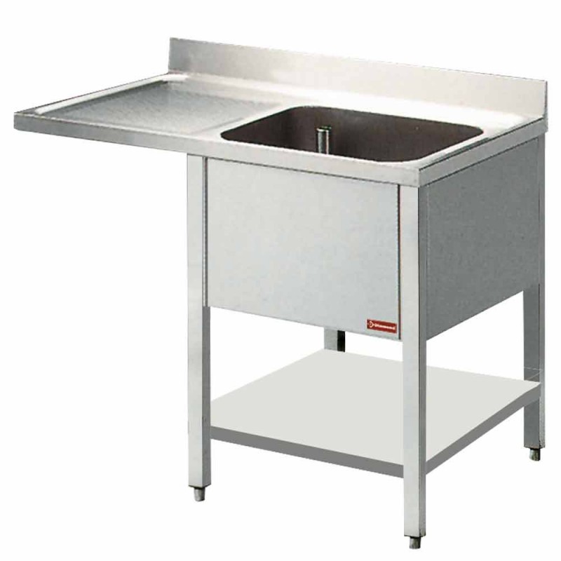 Plonge inox 1 cuve 600x500x325 égouttoir gauche + t/i profondeur 700 mm