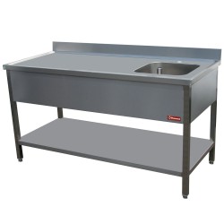 Table de chef 1 cuve droite 400x400xh275 profondeur 700 mm gamme standard line 1400x700xh880/900