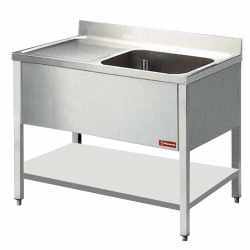 Plonge inox 1 cuve 600x500xh325 1 égouttoir gauche + t/i profondeur 700 mm gamme standard line 1400x700xh880/900