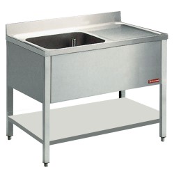 Plonge inox avec 1 cuve de 600x500xh325 mm et 1 égouttoir droite + t/i de 700 mm de profondeur