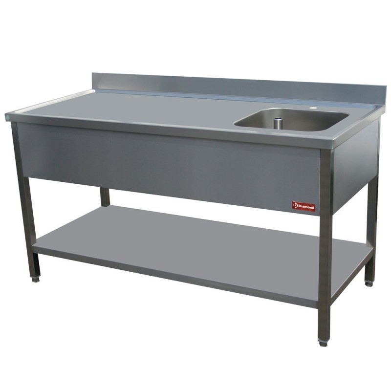 Table de chef 1 cuve droite 400x400xh275 profondeur 700 mm gamme standard line 1800x700xh880/900