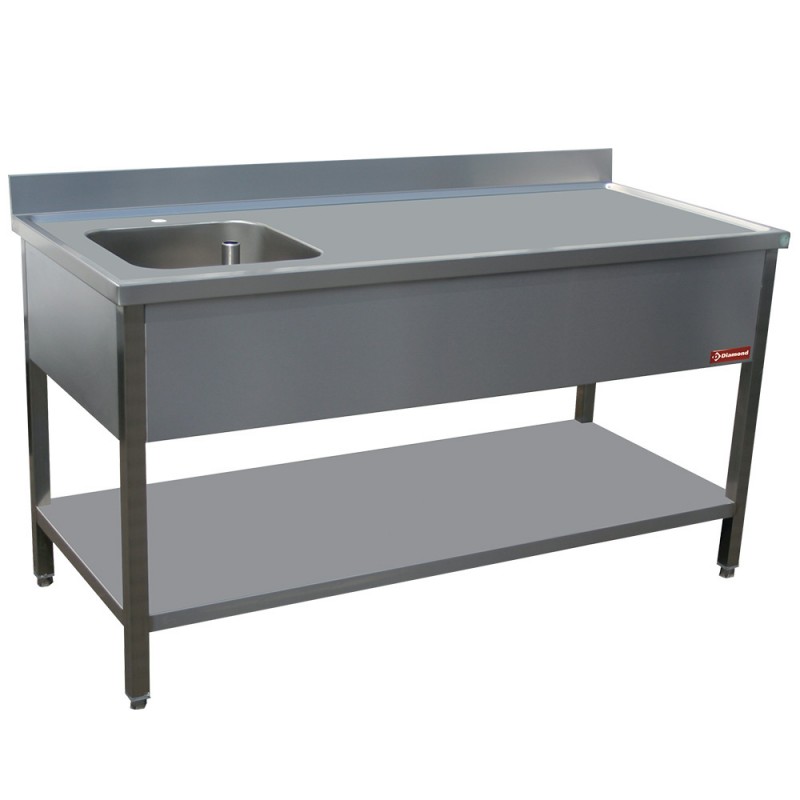 Table de chef 1 cuve gauche 400x400xh275 profondeur 700 mm gamme standard line 1800x700xh880/900