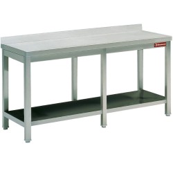 Table de travail inox avec étagère adossé profondeur 700 mm gamme standard line 2200X700XH880/900