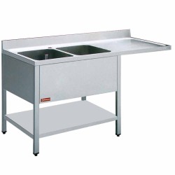 Plonge inox 2 cuves 500x500x325 égouttoir droite + t/i profondeur 700 mm gamme standard line 1800x700xh880/900