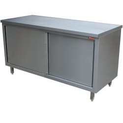 Table sur armoire inox portes coulissantes 1400x700xh880/900 tables armoires inox avec portes coulissantes