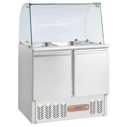 Saladette 2 portes vitre bombée 2 portes gaz R600A compact line 900x700xh870/1350