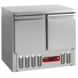 Pack saladette inox frigorifique gaz R600A : 2 portes avec 2 tiroirs compact line