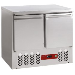 Pack saladette inox frigorifique gaz R600A : 2 portes avec 4 tiroirs compact line