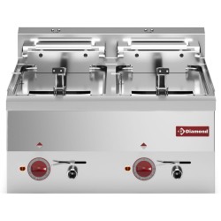 Friteuse professionnelle electrique 2 cuves 10 litres à poser - 600x600xh280/400 mm