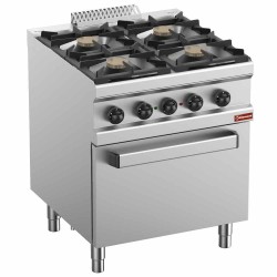 Fourneau gaz sur four électrique à convection GN 1/1 avec 4 feux 5500 W - 700x700x850 mm