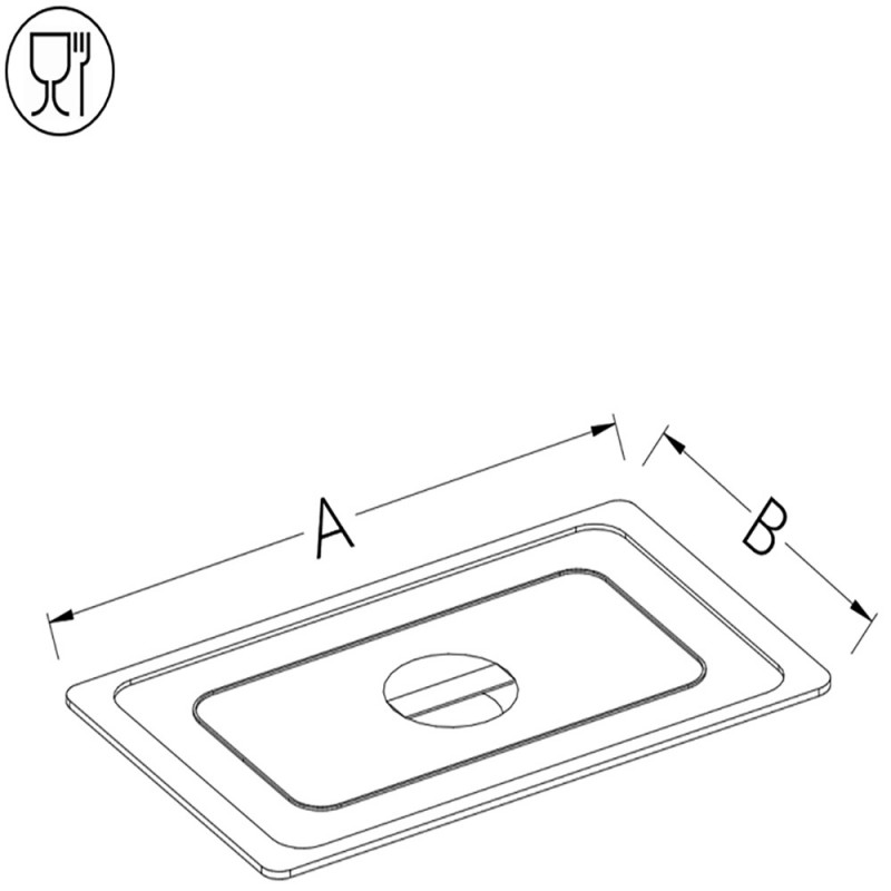 Couvercle inox avec poignée standard 1/6