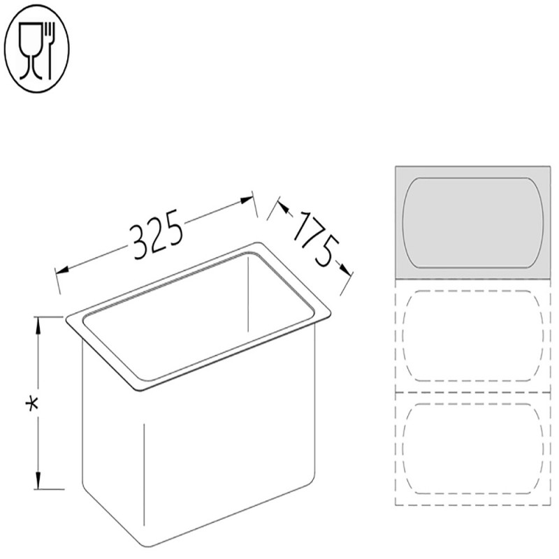 Bac gastronorm GN 1/3 h40 mm B/GN1/3-40