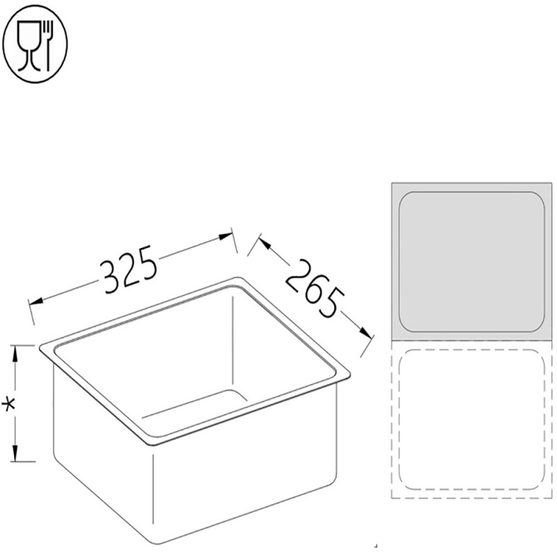 Bac gastronorm GN 1/2 h20 mm B/GN1/2-20