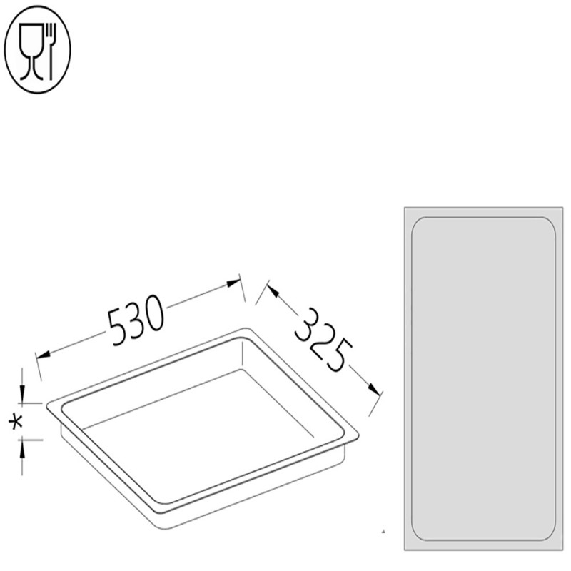 Bac gastronorm GN 1/1 hauteur 20 mm B/GN1/1-20