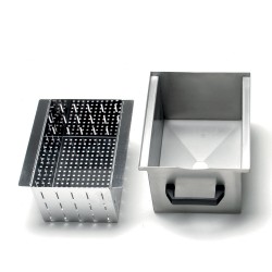 Option: bac avec filtres pour décharge, inox éplucheuses pommes de terre 255X300X190