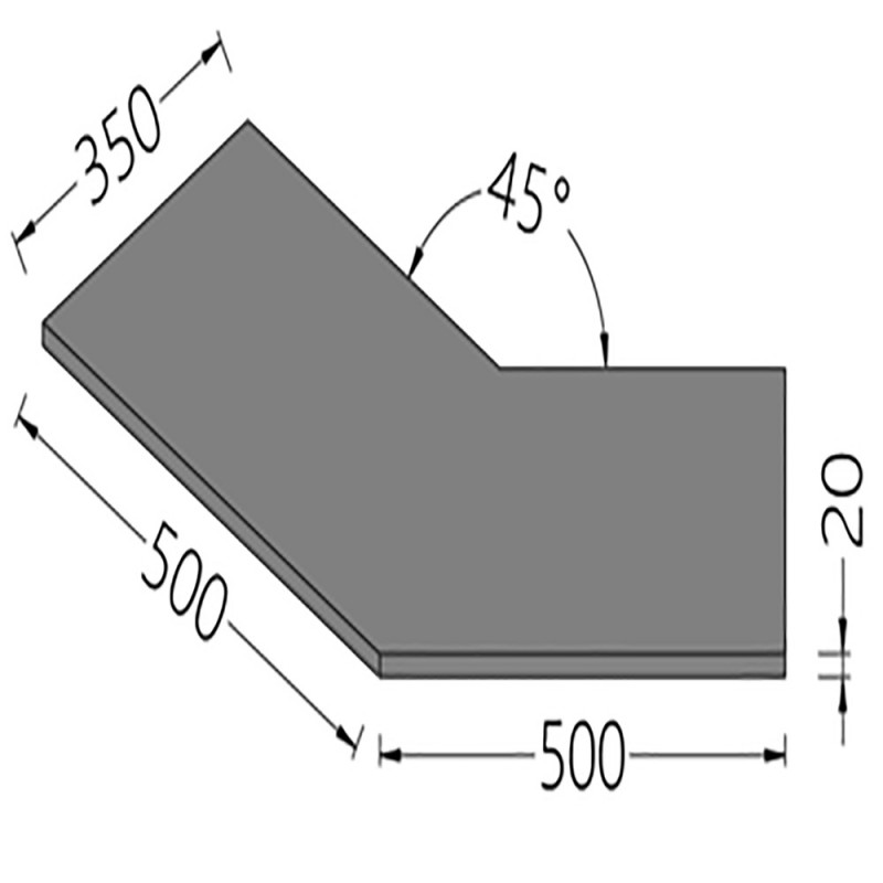 Option Tablette service 45 - surélevé en pierre naturelle/quartz/dekton NANG45